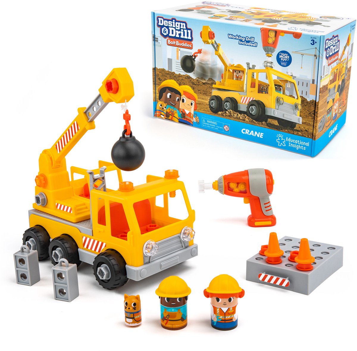 Learning Resources kraan speelgoed - design & drill bolt buddies bouwset. - 3+