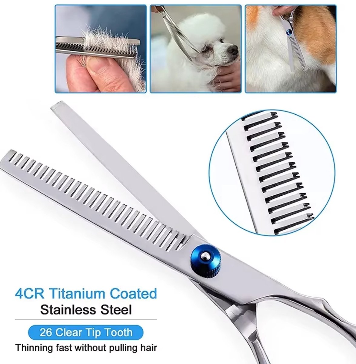Actie4you® - RVS - Trimschaar - voor honden en katten - 17 cm – Schaar voor huisdier - Rechtshandig - Ergonomisch Kartelrand