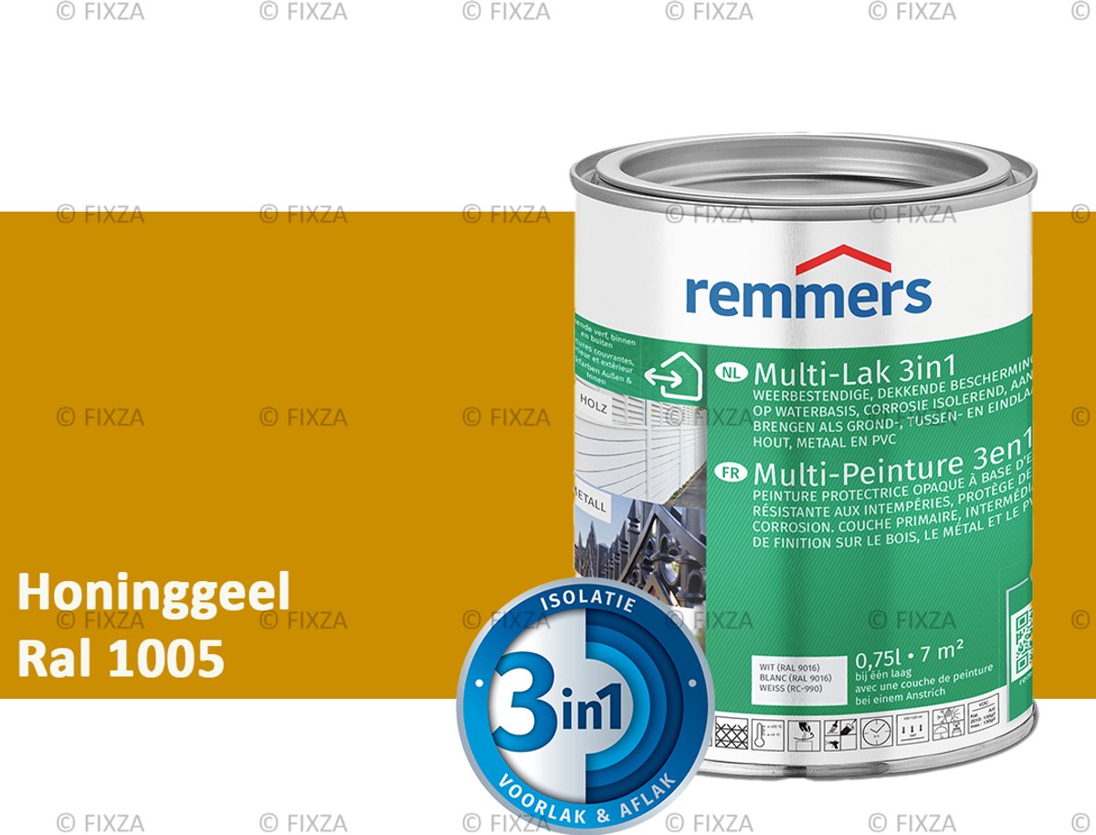Remmers Multi-Lak 3in1 Honinggeel – 0,75 Liter - lakverf voor Hout, Metaal en Kunststof