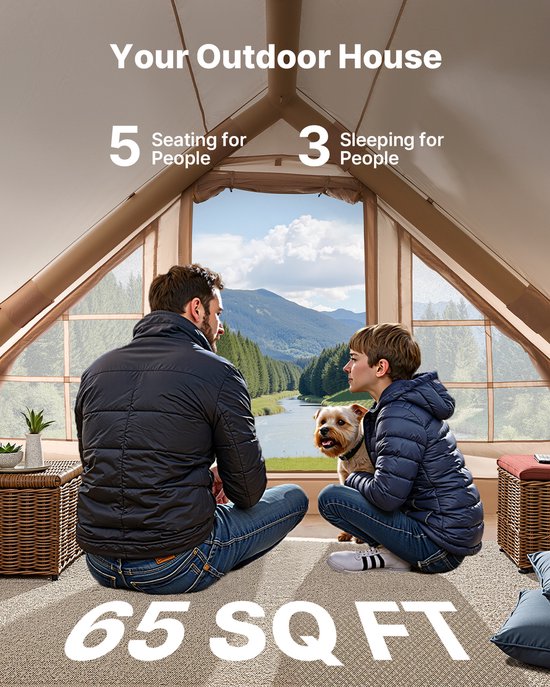 VEVOR Opblaasbare Tent voor Kamperen 3-5 Persoons Glamping Tent met Pomp 3x2x2m van Merkloos — afbeelding 5