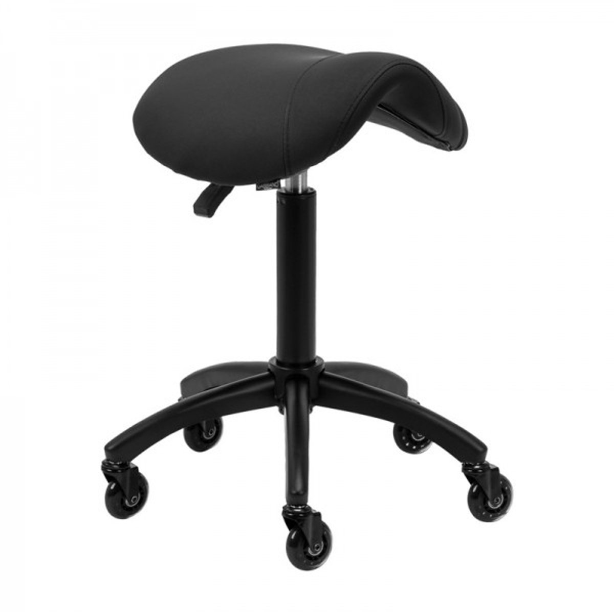 Gabbiano Kapperskruk Zwart – Ergonomische Zadelkruk met Gasveer – Professionele Salonstoel met Wielen