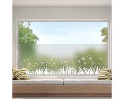 dktie Raamfolie privacy vinyl matte raamfolie lijmvrije glas-in-lood raamfolie, verwijderbaar, gras, paardenbloem, vlinder statische films voor keuken, badkamer, kinderkamer 45 x 200 cm