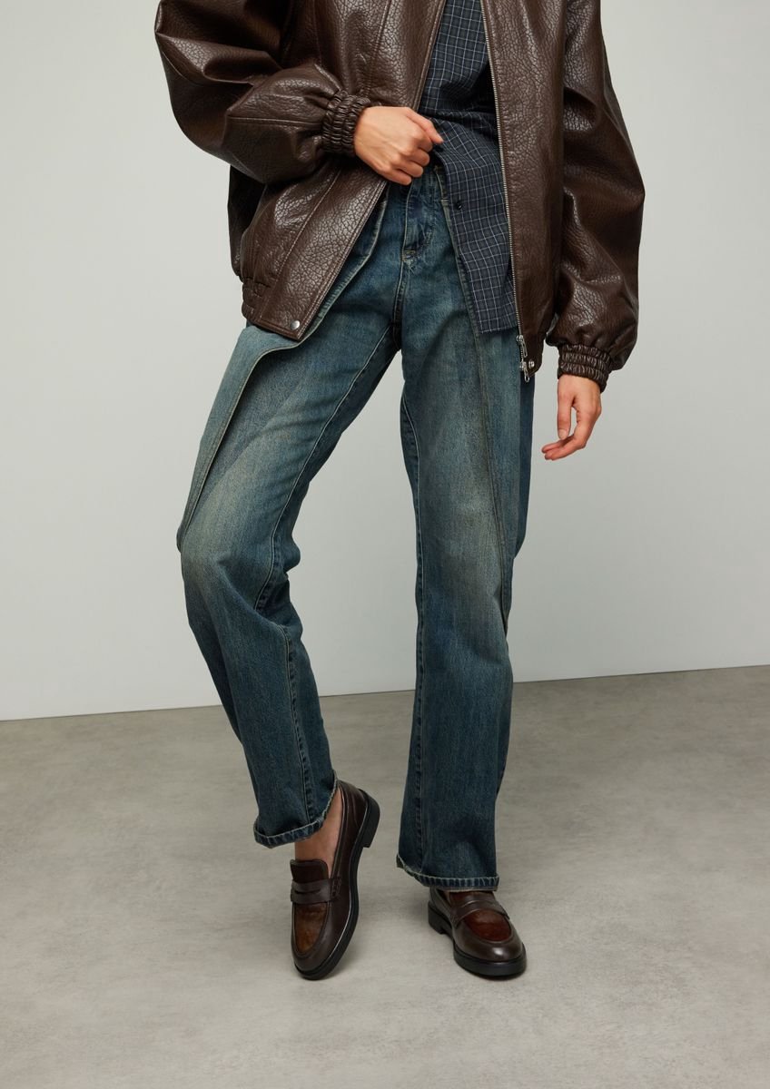 Sacha - Dames - Bruine leren loafers met pony hair - Maat 37