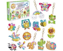 Diamond Painting-sets voor Kinderen - 15 stuks DIY-diamant Kunst-sleutelhangers - Diamond Painting Sleutelhanger - Ideaal Cadeau - Geschikt voor Kinderen Vanaf 3 Jaar