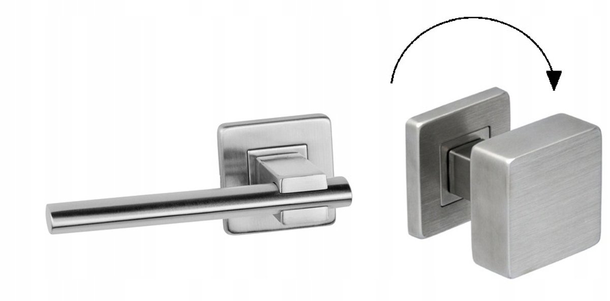 VDS R9 OVALIX Deurkruk Links RVS Inox - Vierkant Schild