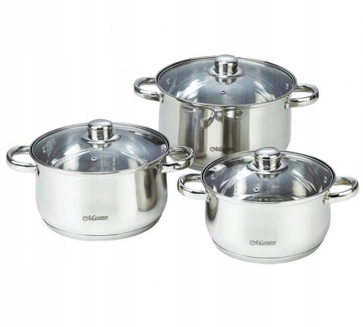 Maestro MR-2020-6XL Pannenset 6 Delen RVS - Geschikt voor Inductie