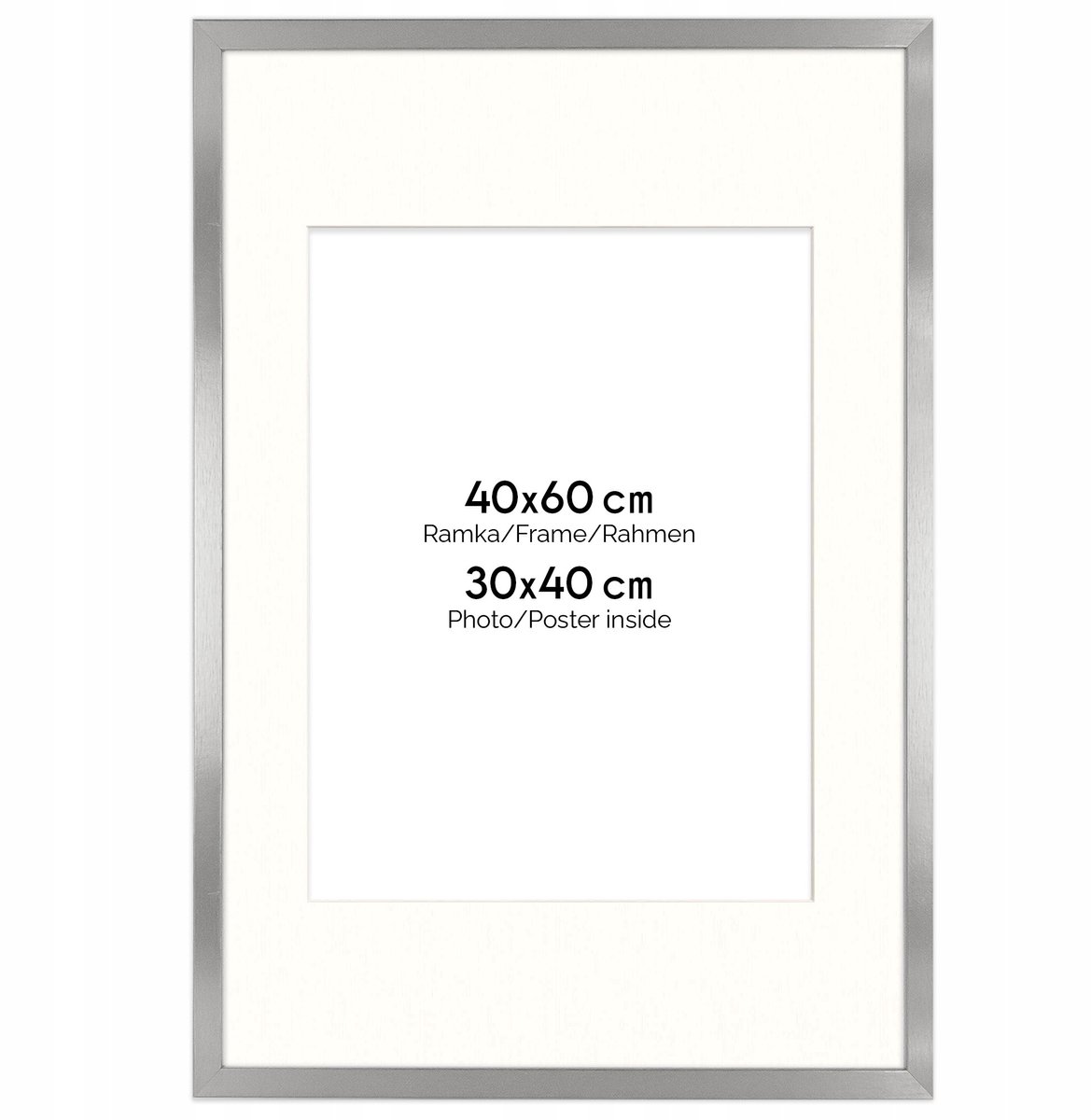 Zilveren fotolijst HEN PASS S 40x60 cm met passe-partout (30x40 cm)