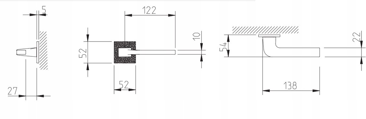 Tupai 4007 5SQ/T1-153 Deurkruk Zwart - Textuur Kiezels