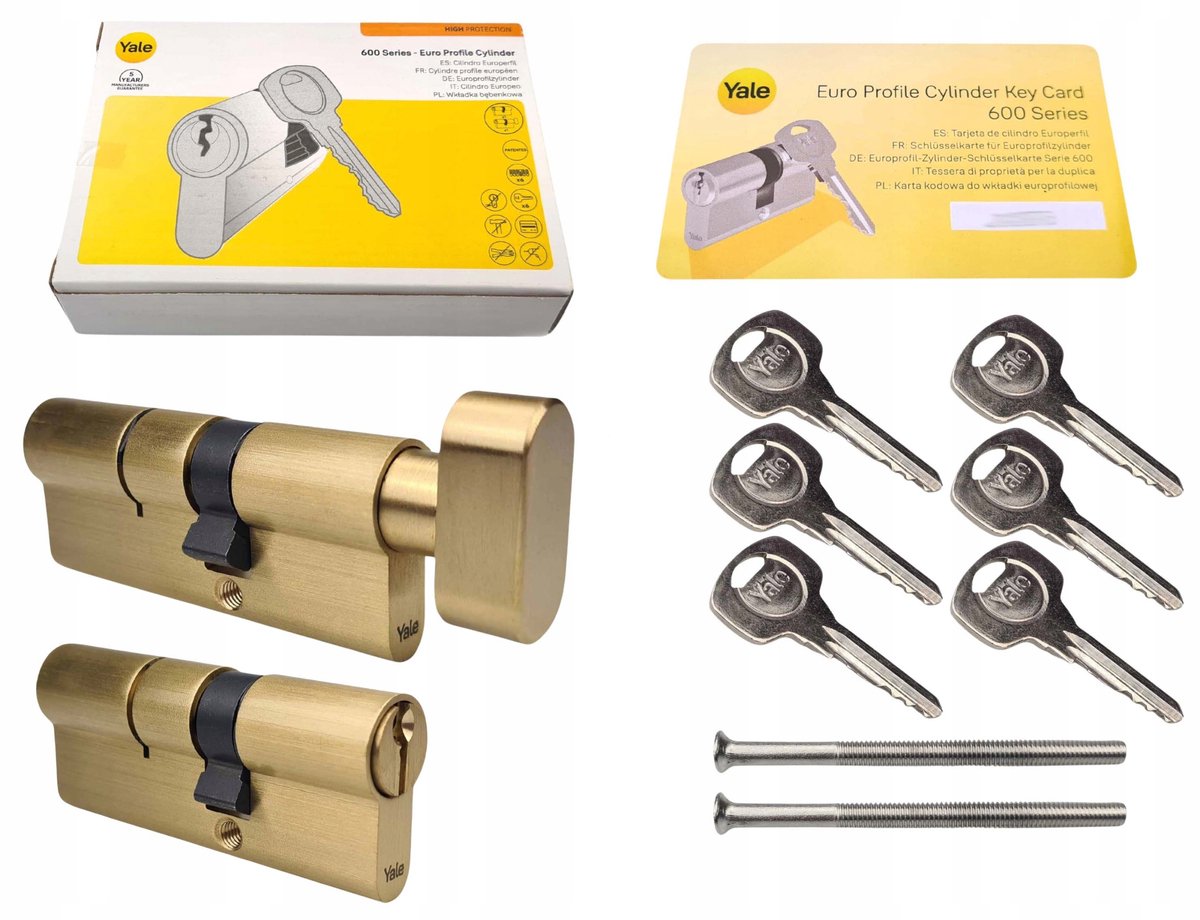 Yale Y600 cilinderslotset 55/45+45/55 messing, systeem met één sleutel