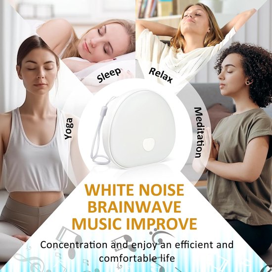 Draagbare witte ruismachine, 7-kleurig babynachtlampje, rustgevende muziek, timer, oplaadbare batterij, USB-C-poort, witte ruismachine voor volwassenen en baby's van Dreamegg — afbeelding 4