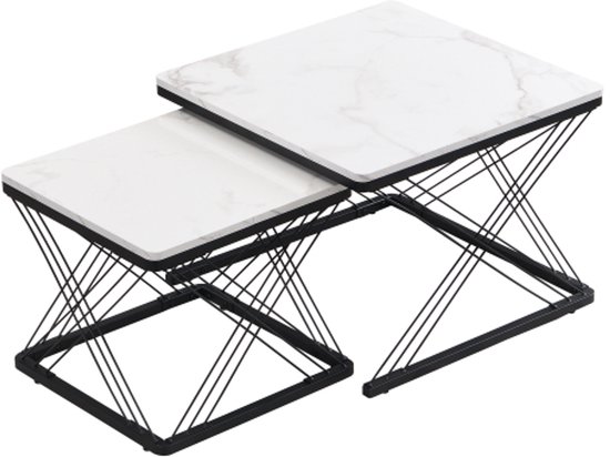 Salontafel Mannheim Grijs/Metallic | Set van 2 ronde salontafels metaal