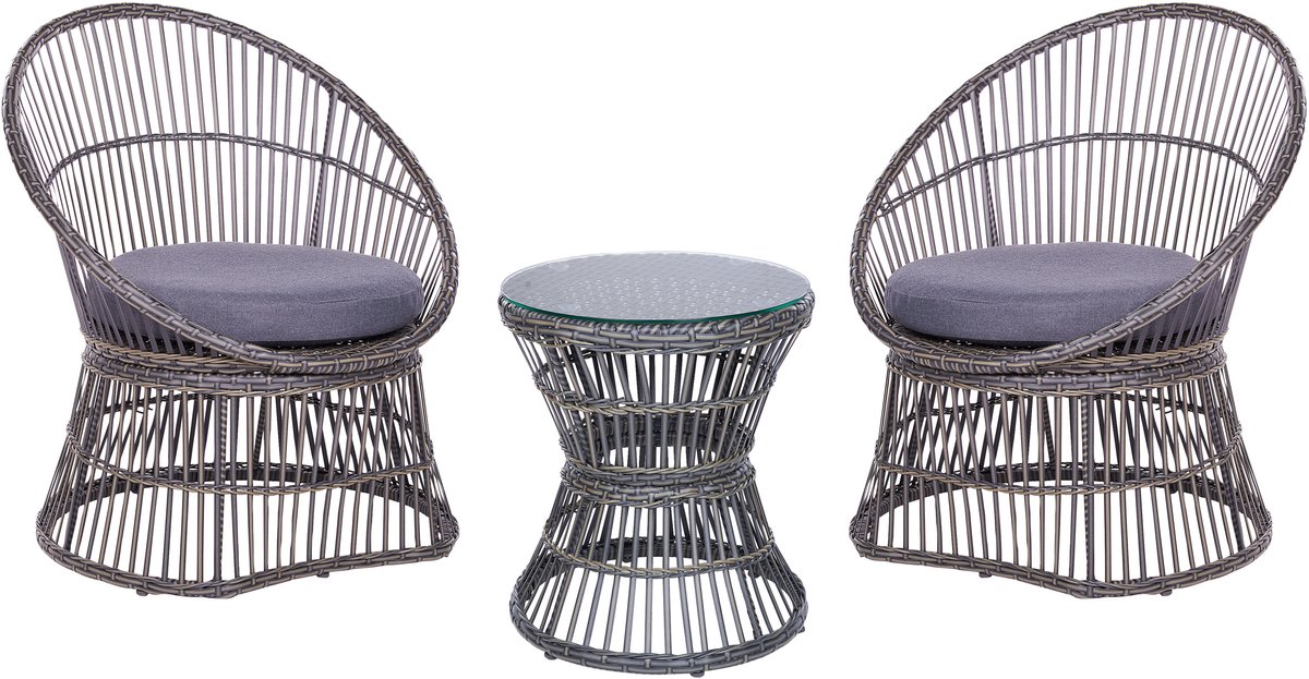 Bol.com BELIANI MESYNA - Bistro set - Taupe - PE rotan aanbieding