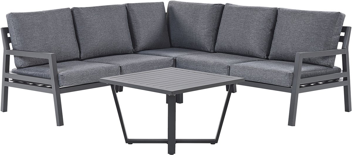 Beliani VIZZINI - Loungeset voor 5 - Zwart - Aluminium