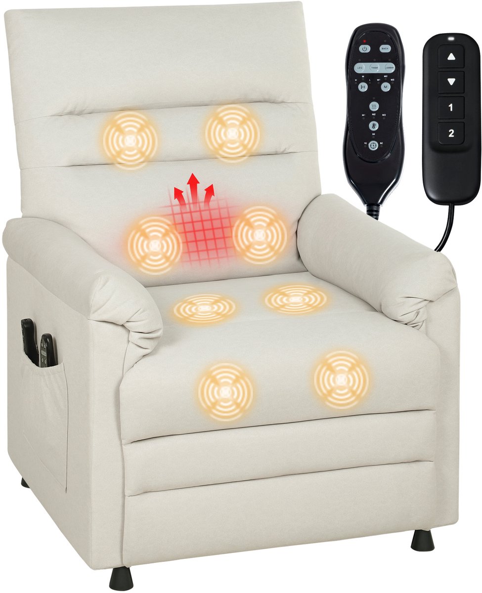 Homcom Massage Relaxbank - Fluweel (100% polyester) - 82x99x106cm - Crème