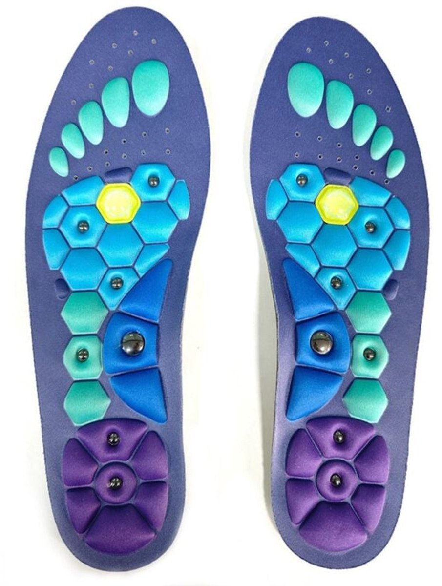 Acupressuur inlegzolen- magnetische acupressuur inlegzolen voor mannen en vrouwen- acupressuur massage inlegzolen- verlichting van voetpijn (blauw) maat M