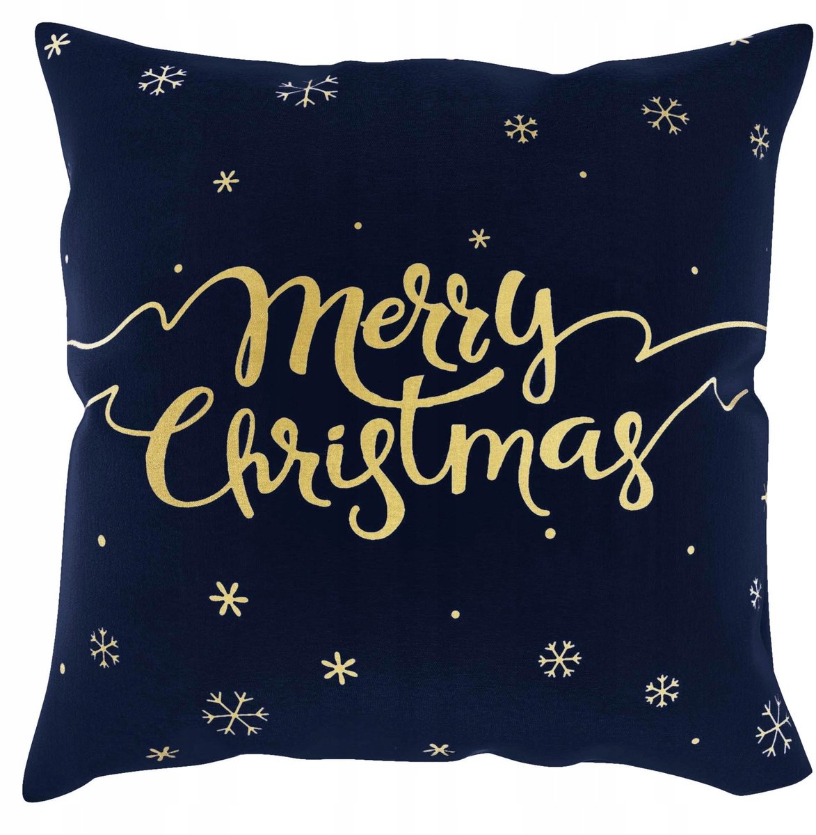 Kerst Kussenhoes 45x45cm 'Snow' Blauw Goud - Merry Christmas