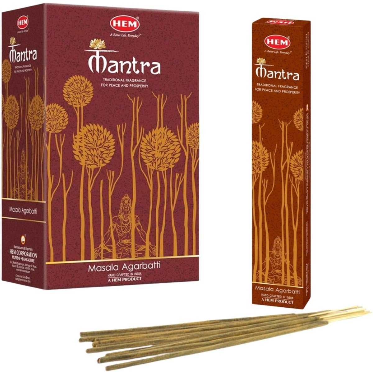 HEM Masala - Wierook Stokjes - Incense Sticks - Mantra - 12 pakjes a.15 gram Multicolor
