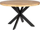 Zita Home - eettafel - 120cm rond - mango - met - zwart metalen onderstel- dutch