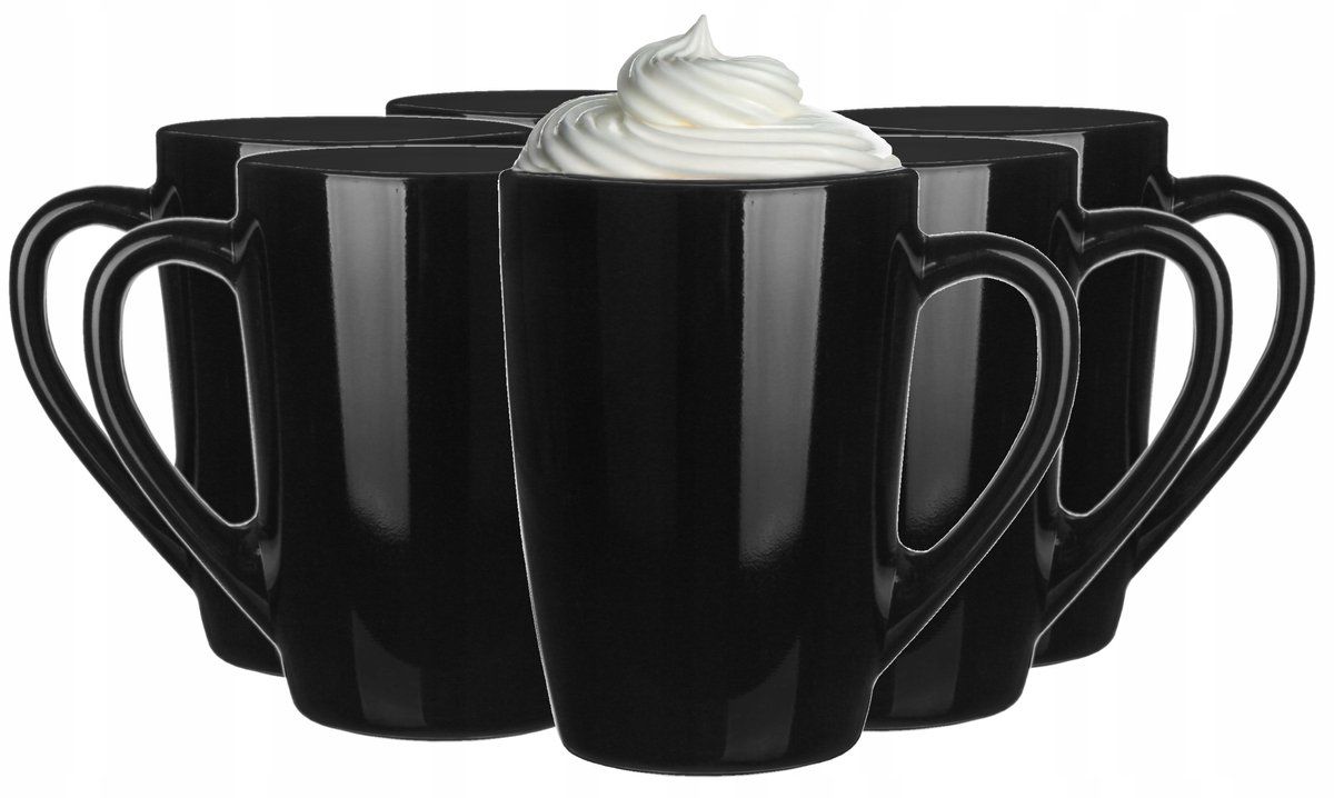 Glasmark zwarte latte glazen - Set van 6 - 300ml