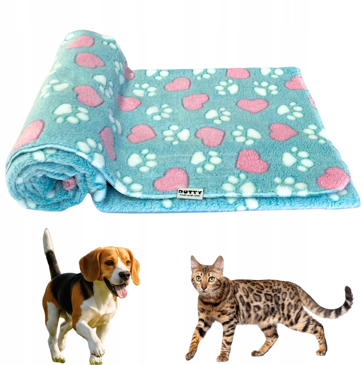 DOTTY Zachte Hondenkatten Dekentje Mint Groen Poten 60x40cm Maat S