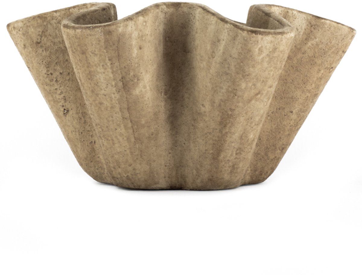 HomeBound by KY | Aardewerk schaal Plica beige L | decoratieve schaal | schaal | decoratie