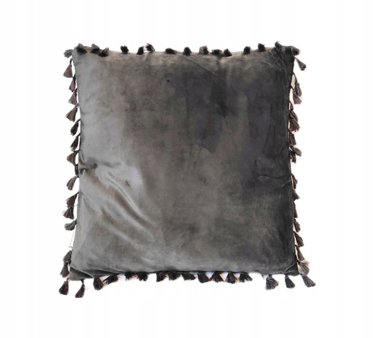 Decoratief Sierkussen 40x40 cm met Franje - Grijze Velours