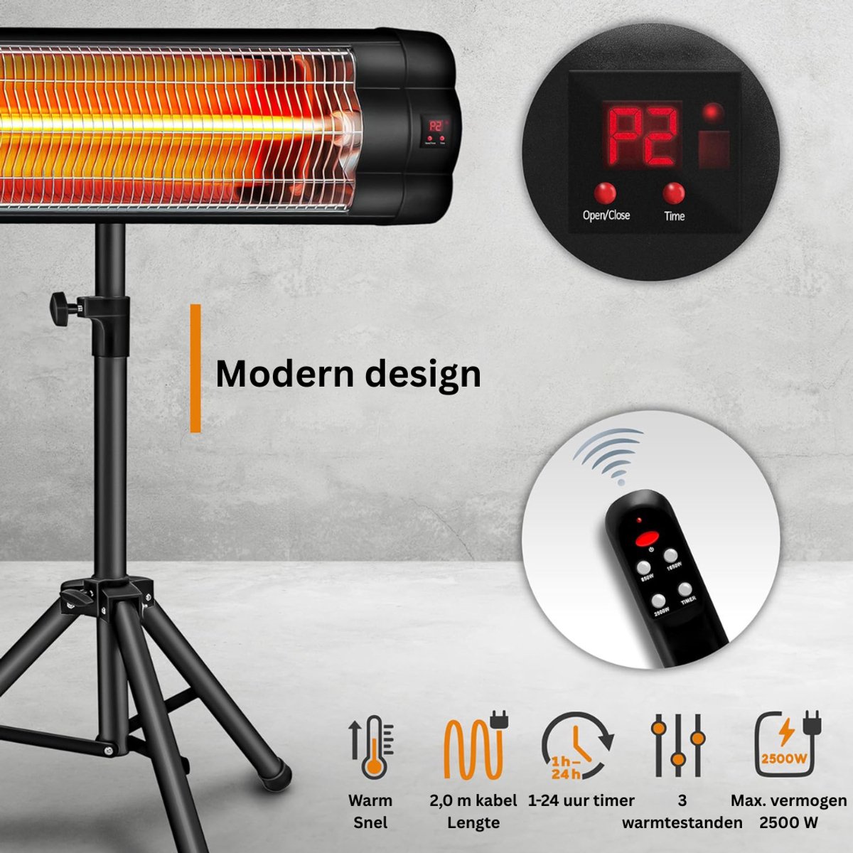 DailySupplies® Elektrische Kachel - Heater - Terrasverwarmers – foto 2