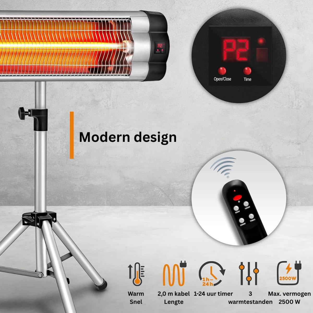 DailySupplies® Elektrische Kachel - Heater - Terrasverwarmers – foto 4