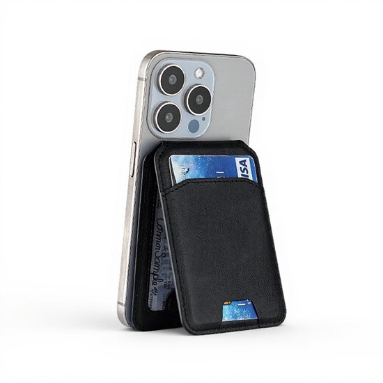 Étui portefeuille magnétique WAEYZ avec porte-cartes pliable et fermeture magnétique, compatible avec iPhone 12/13/14/15/16/17/ Pro/ Air/Plus/Max MagSafe - Zwart - Porte-cartes et support pour carte de transport en commun
