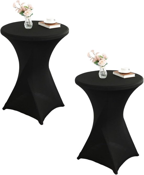 Statafelrok - Zwart – Extra dik - ∅60 x 110 cm – Statafelhoes Stretch – Tafelhoezen voor Statafel - Sta Tafel Hoes - Staantafelhoes - 2 stuks