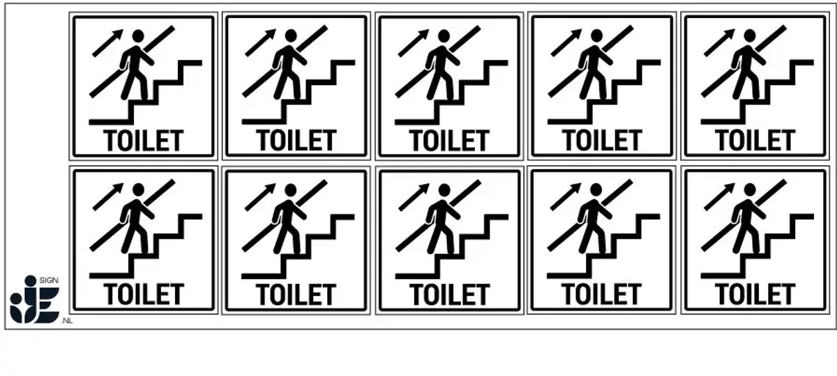 Toilet trap omhoog sticker | 5 x 5 cm - 10 stuks per vel