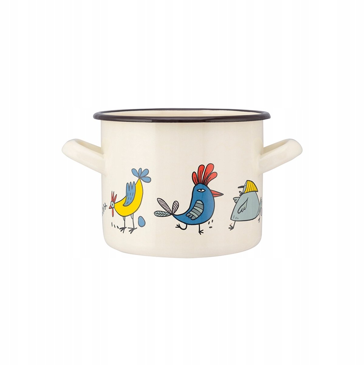 Silesia Emaille Pan 5,8L - Diameter 22 cm, Hoog 16 cm - Decor "Kurki"