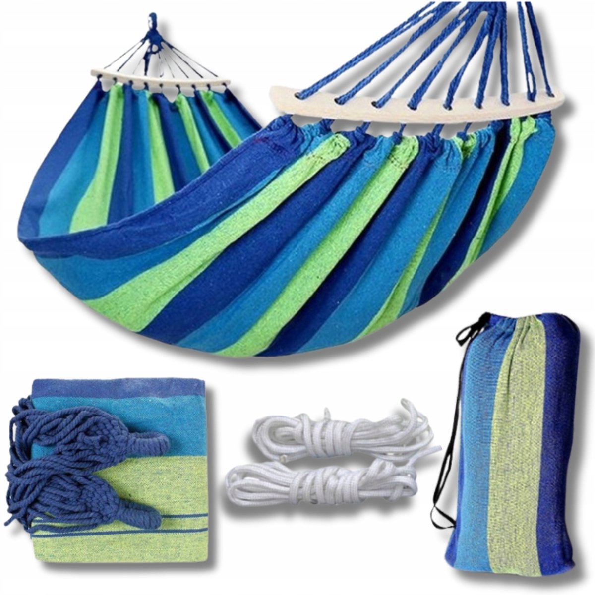 Grote Dubbele Hangmat met Standaard & Hoes - 270x150cm - Kleurrijk