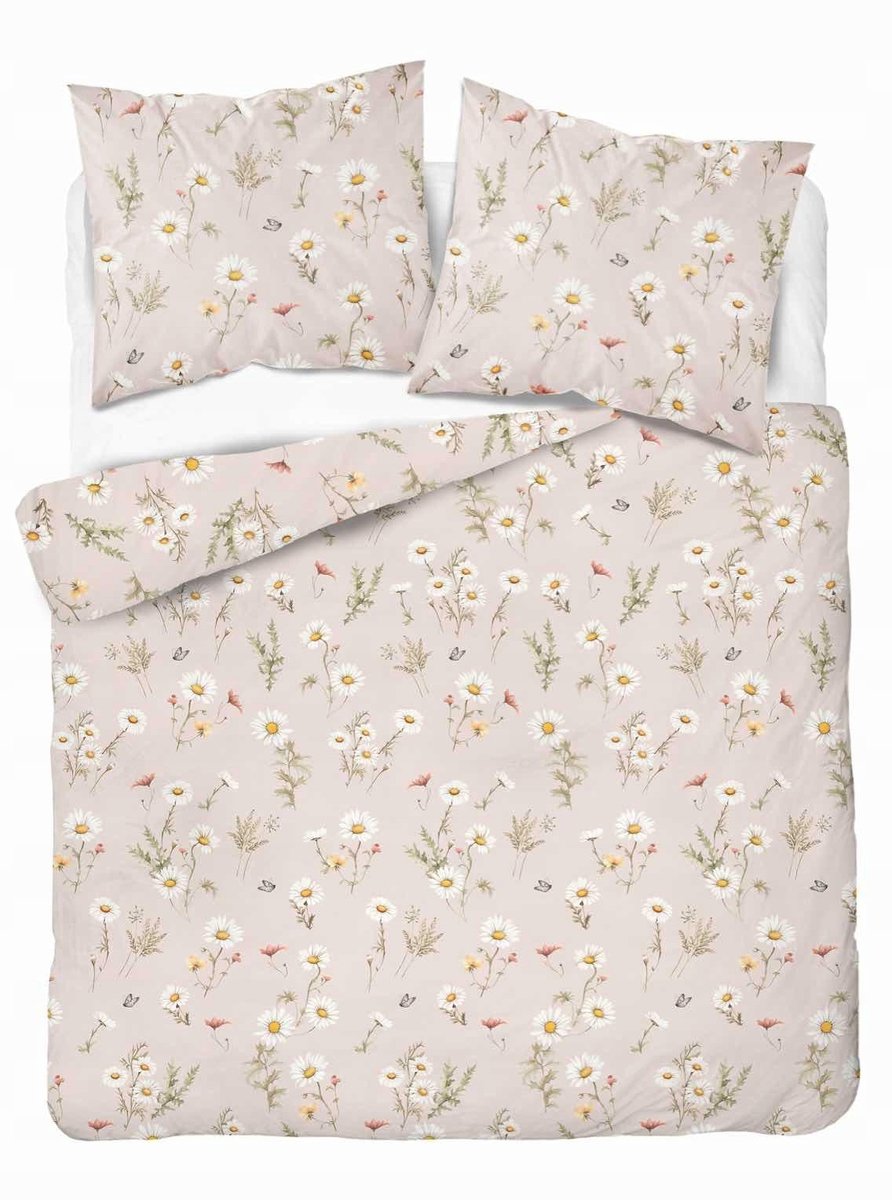 Satijnen Beddengoed 160x200 Warm Beige Veldbloemen Romantisch