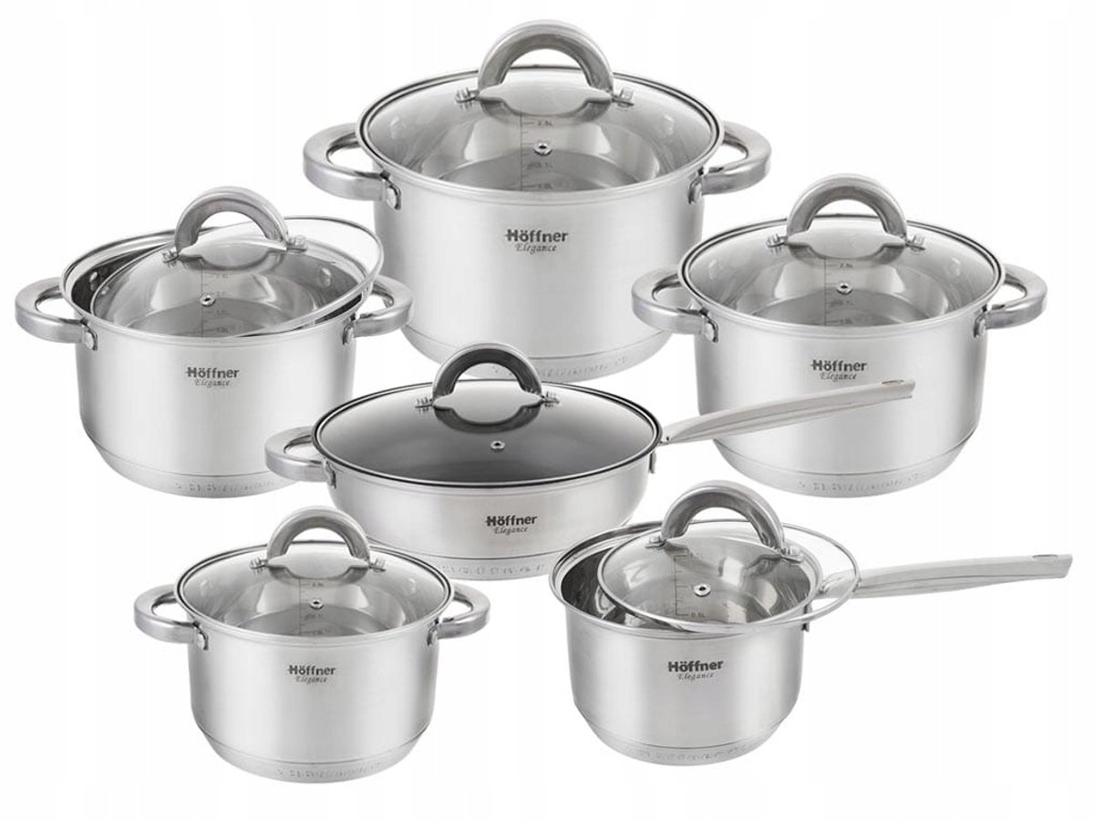 Hoffner 10-delige RVS pannenset met Koekenpan en Steelpan