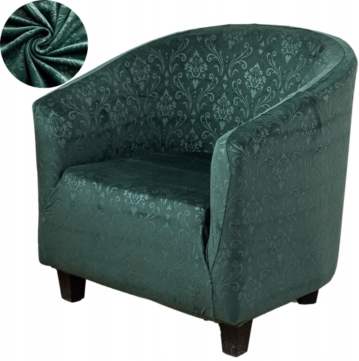 Elastische Velours Stoelhoes met Ornament - Premium Groen