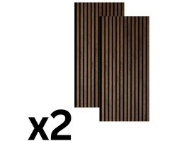 Akupanel Lattenwand - Akoestisch Wandpaneel - 2 Stuks - 60X120cm - 3-zijdig - 13mm - Antieke Walnoot - Geluidsabsorberend – Akoestische Panelen – Wandpanelen