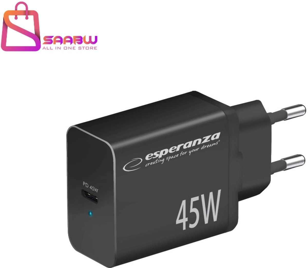 USB-C Snellader 45W – Power Delivery Oplader – Snel opladen voor smartphone, tablet & laptop – Compacte reislader – Veilig & efficiënt – opladers – oplader usb c – oplader iphone – 60608