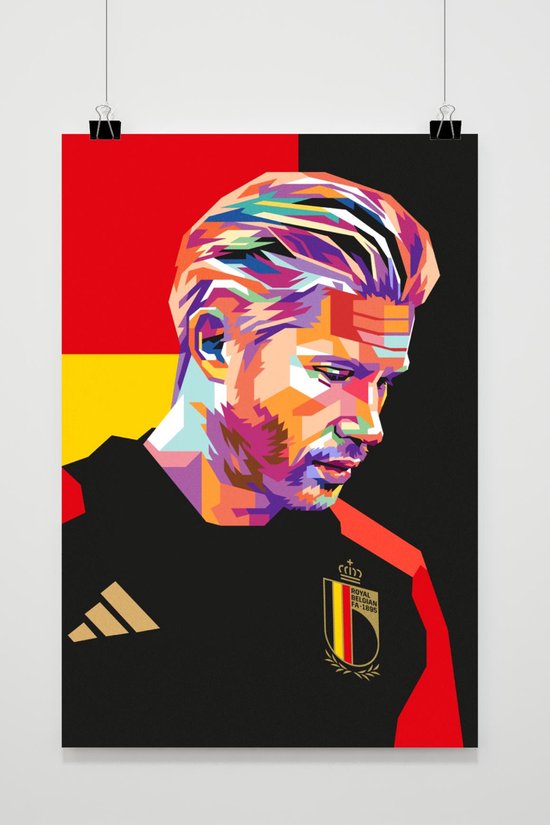 Affiche Kevin De Bruyne - Posters de Voetbal - Sport - Pop Art - Athlète - Milieu de terrain - Décoration murale pour salon - Papier 180 g/m² - XS7029 - Dimensions : 30 x 40 cm