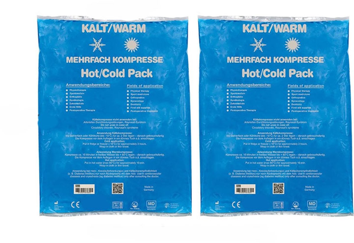 Rojafit - Hot/Cold pack - 13 x 14 cm. - Herbruikbaar - Flexibel coolpack / icepack / gelpack - Voordeelset a 2 Stuks!!
