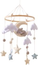 Joymaxx® Boxmobiel Slaperig Beer - Baby mobiel Vilt en Hout - Handgemaakte muziekmobiel baby - Kraamcadeau - Babykamer decor