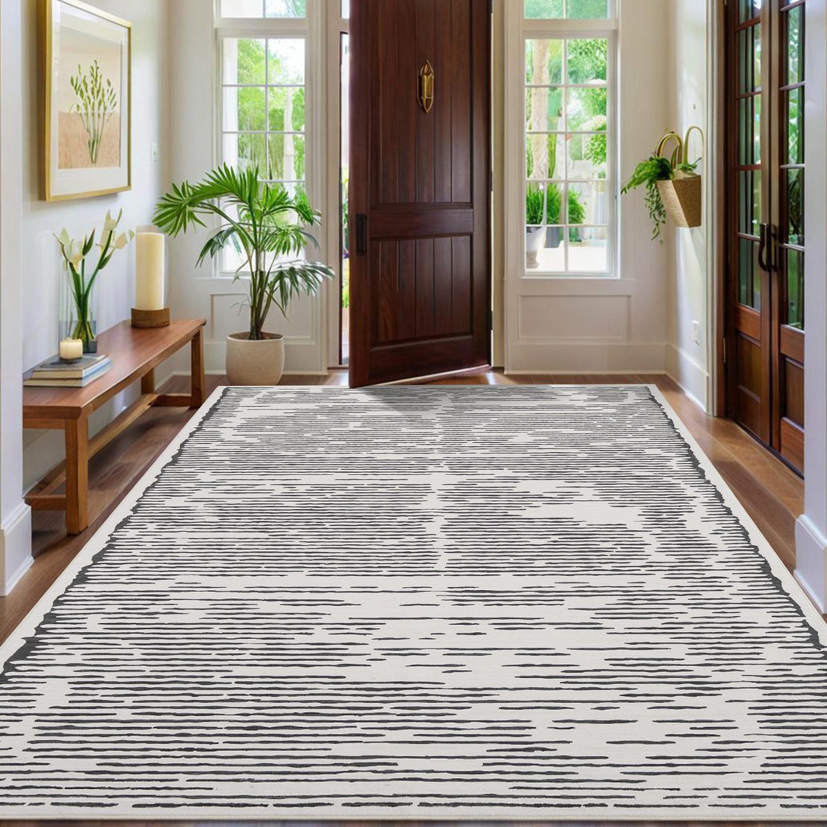 Woonkamer vloerkleed, 200 x 290 cm, grijs - wasbaar, pluizig vloerkleed, extra zacht, effen, antislip, modern