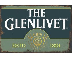 The Glenlivet Whiskey Metalen Wandbord, Maat:20x30 cm - Drank-Werkplaats-Garage-Classic Car-oldtimer-Man Cave-Wandbord Mancave-Kroeg decoratie-Tekstbord-Metalen wanddecoratie Image