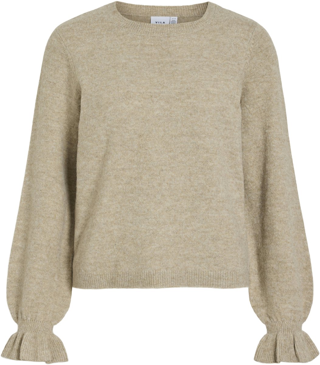 Vila Trui Vichiri L/s O-neck Knit Top/vol/pb/ 14119684 Natural Melange Dames Maat - L