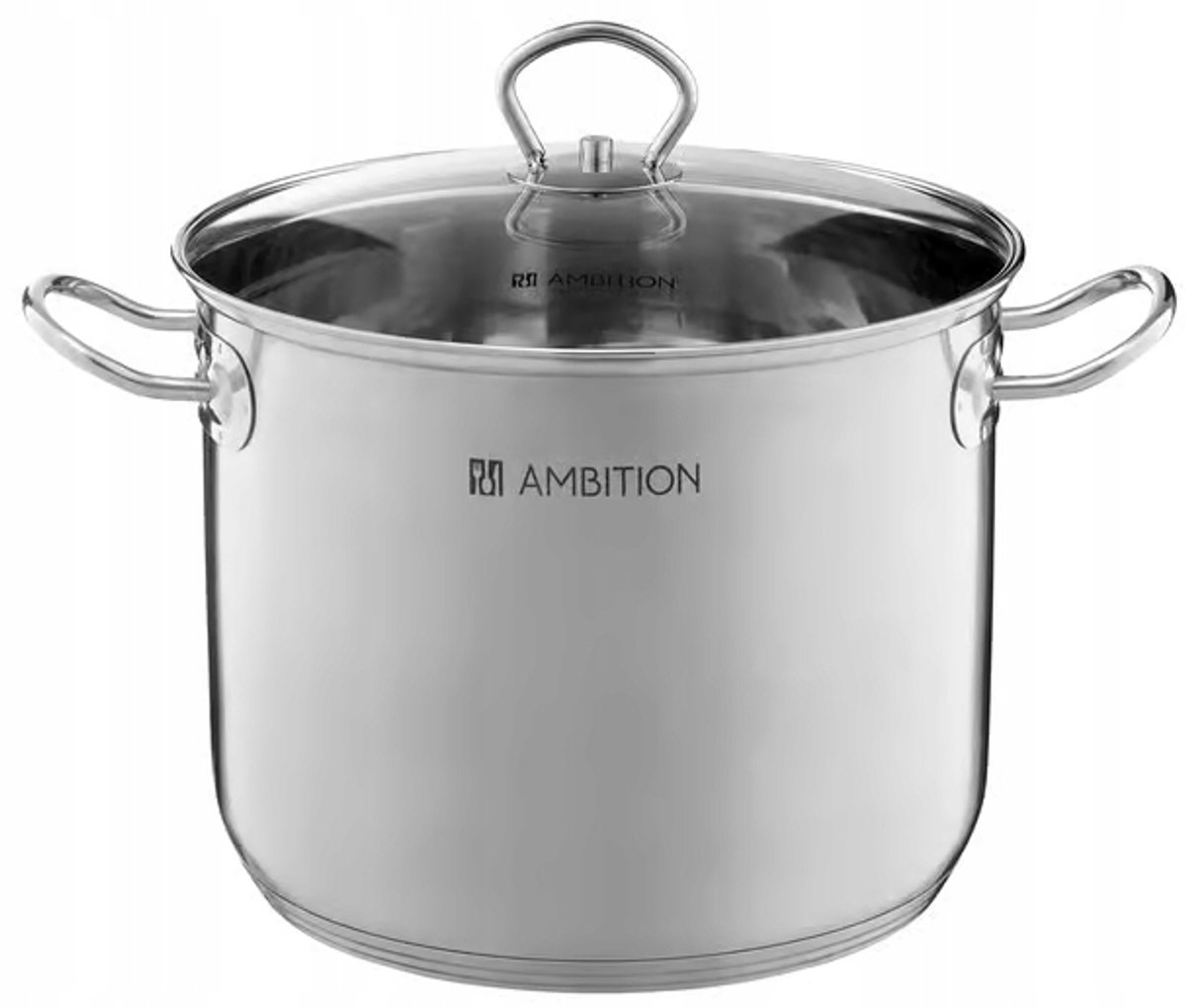 Ambition Acero Kookpan 30cm 16L met Glazen Deksel - Inductie Geschikt
