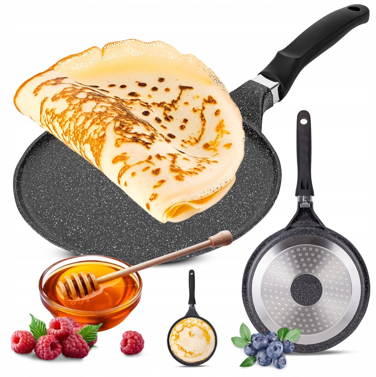 Kamille Crêpepan 24cm - Antikroes, Marmerlook, Inductie