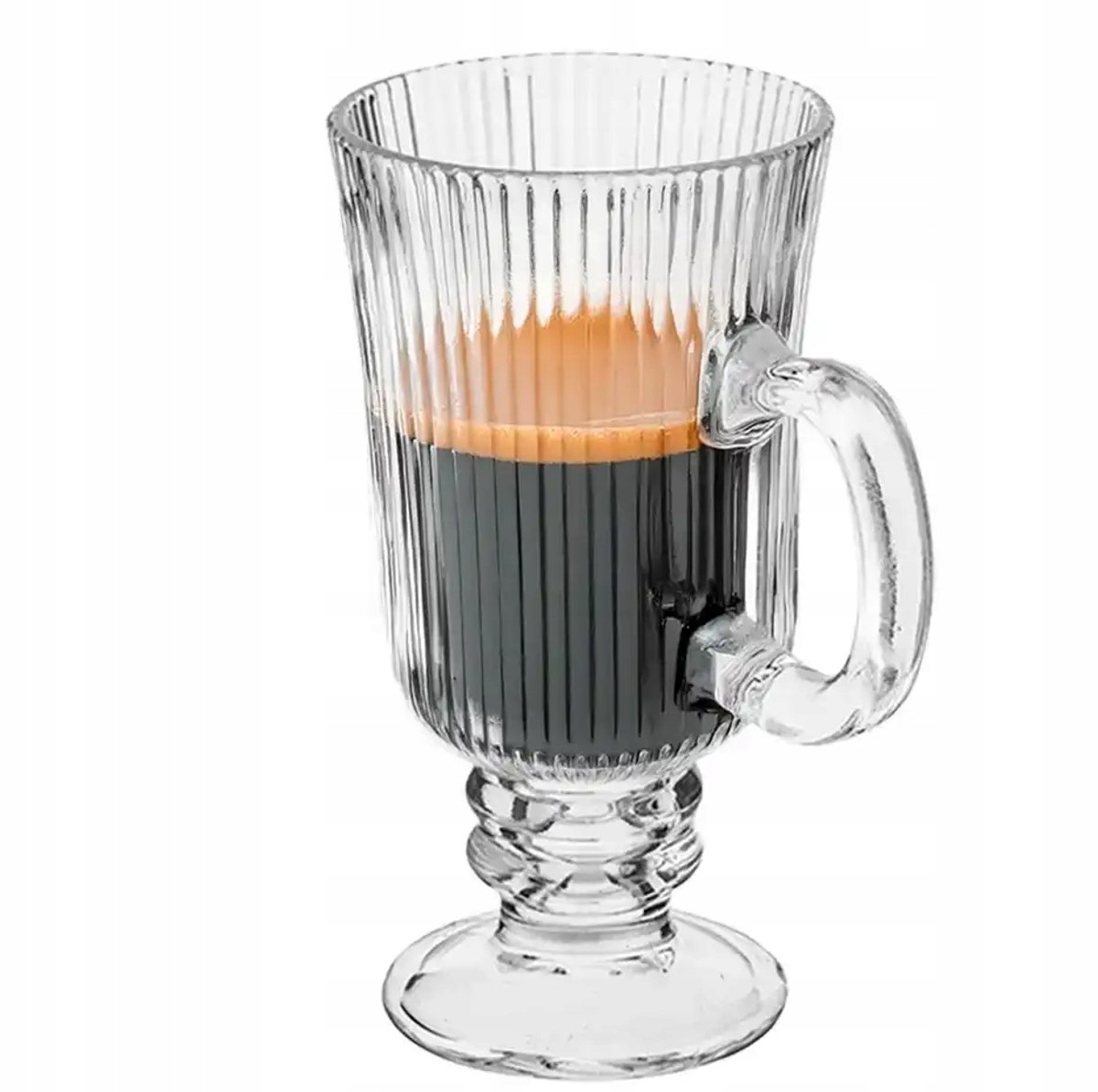 Selena Glazen Mok op Voet 245ml - Elegant met Oor en Ribbels