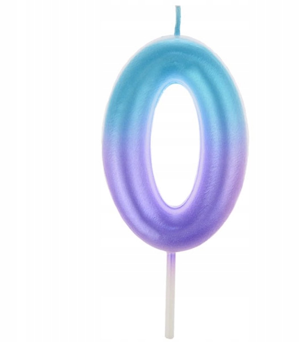 Verjaardagskaars Nummer 0 Ombre Blauw Paars