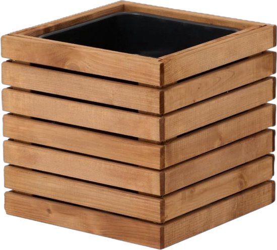 Lot de 2 pots de fleurs en bois faits main pour sapin de Noël - Jardinières résistantes aux intempéries - 50 x 50 x 80 cm - Entièrement assemblés - Natural