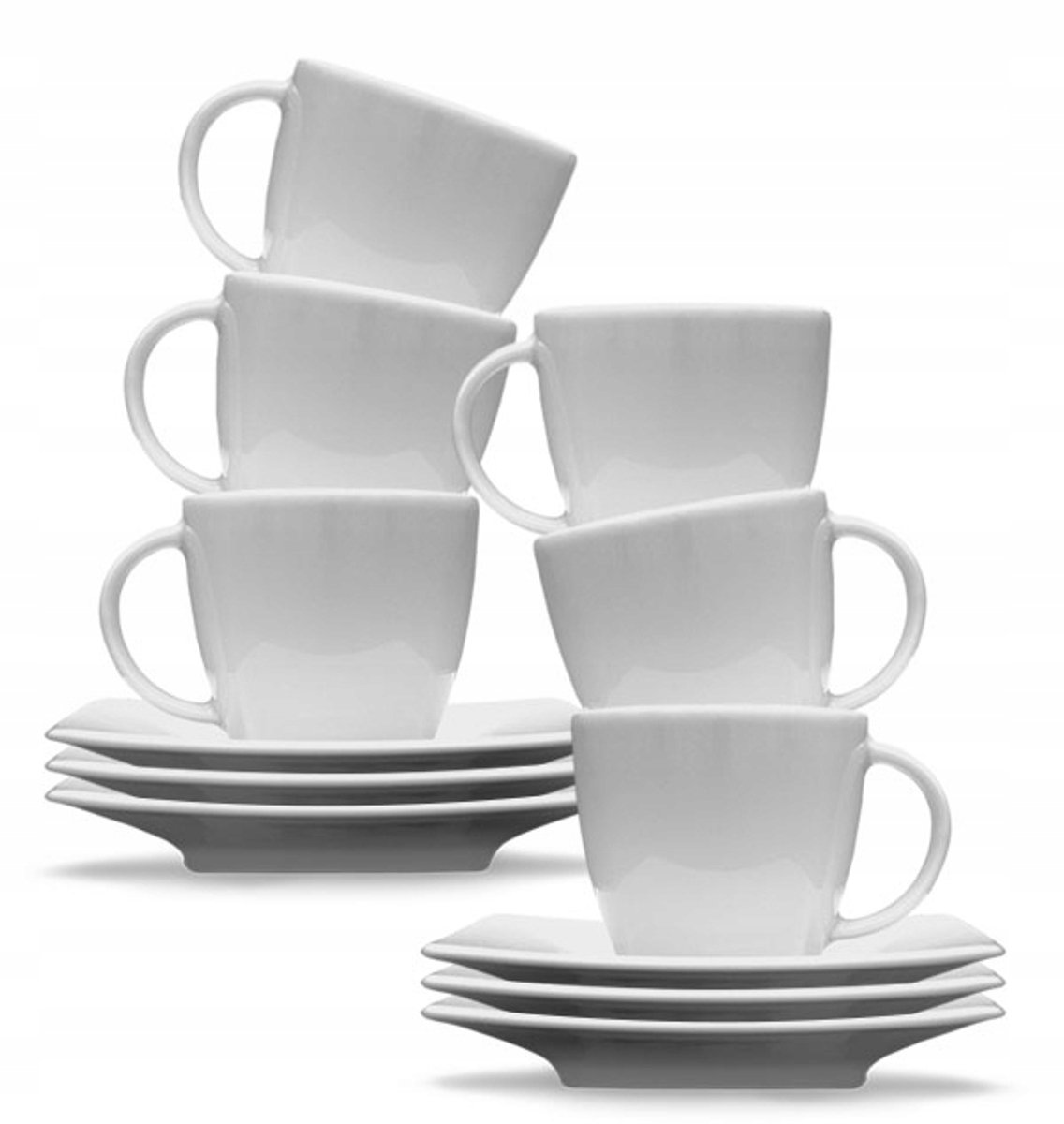 LUBIANA Victoria Porseleinen Kopjes 250ml met Schotels (6 stuks)